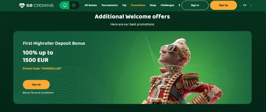 50 Crowns Casino VIP program overview with 11 tier structure