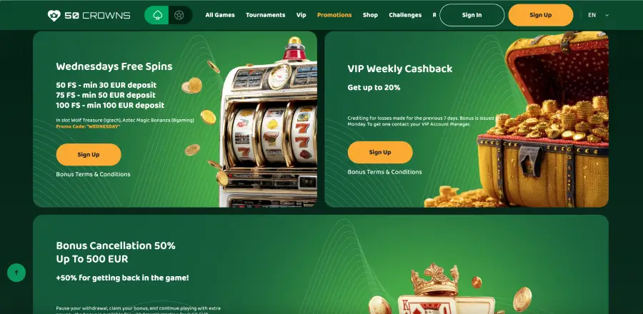 50 Crowns Casino withdrawal request screen inside cashier area